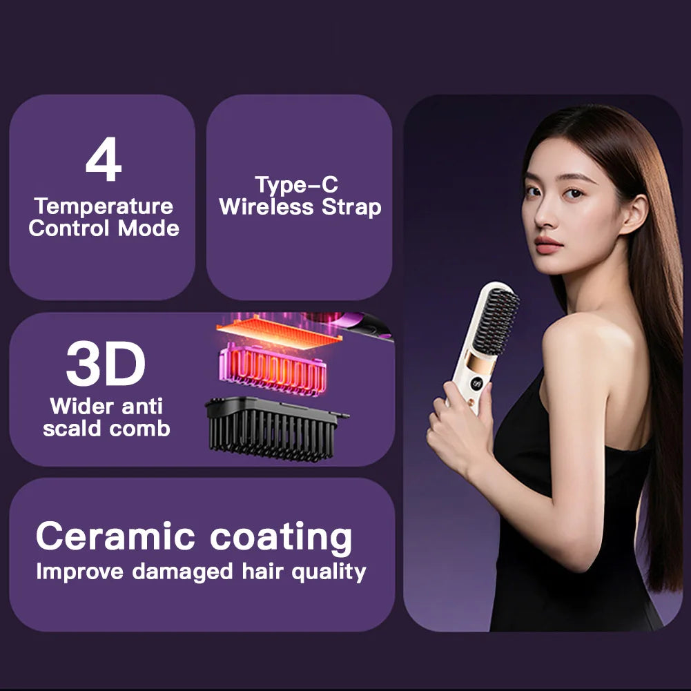 Cordless Hair Straightener Brush