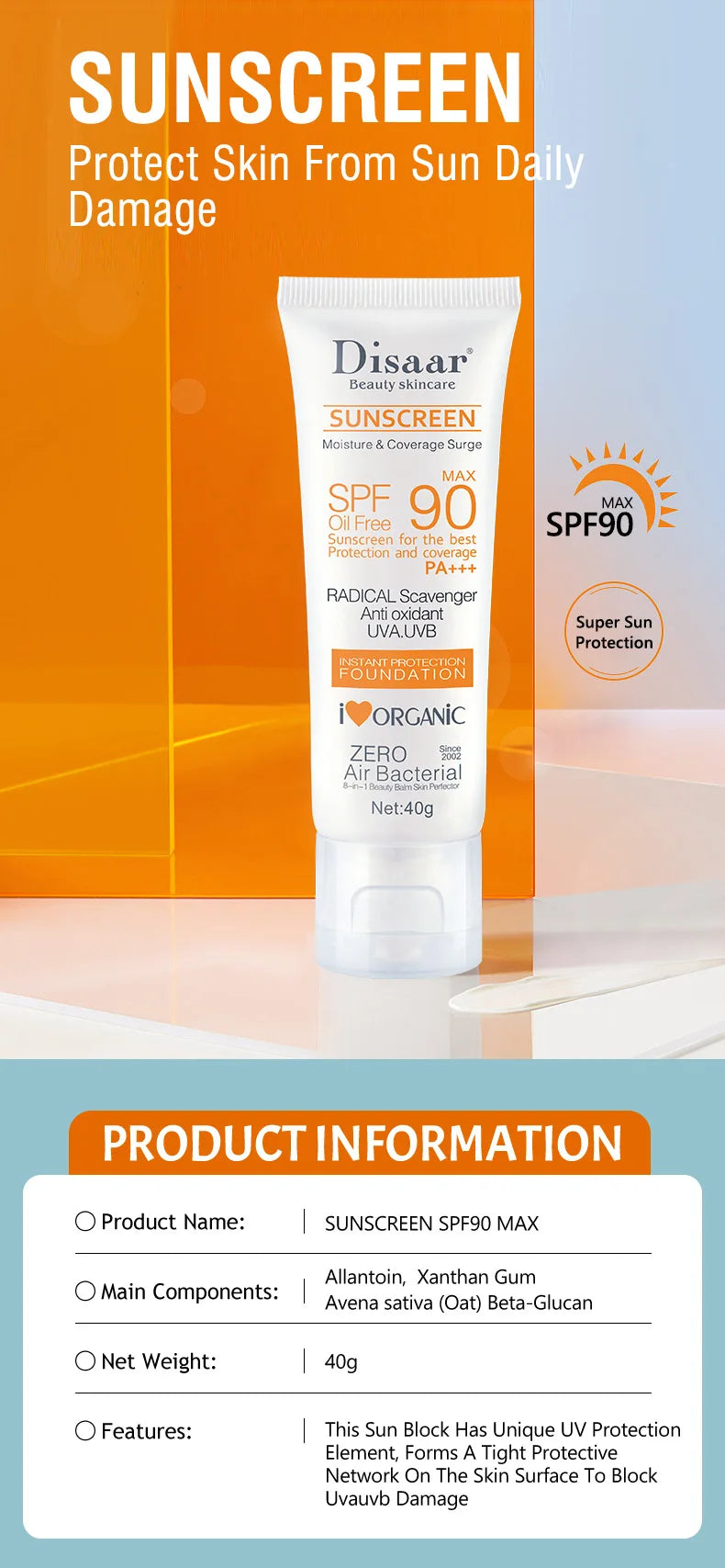 SPF 90+ Waterproof Sunscreen