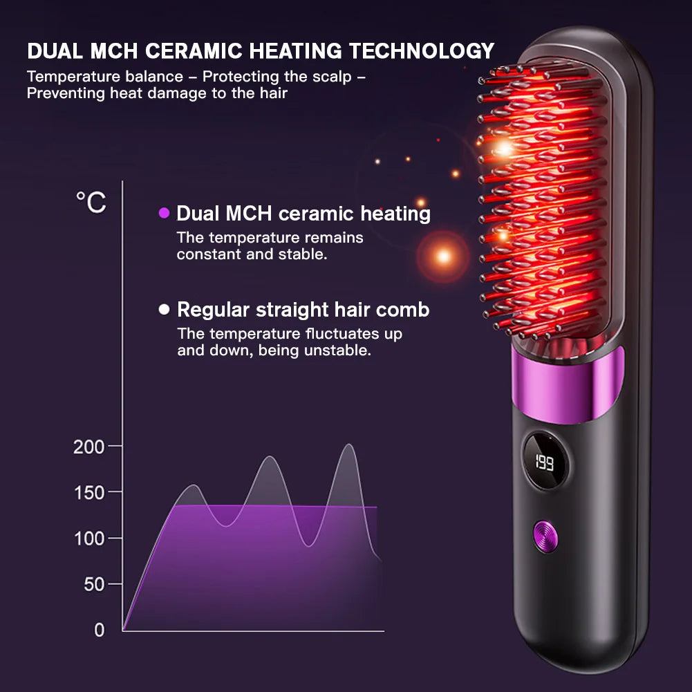 Cordless Hair Straightener Brush